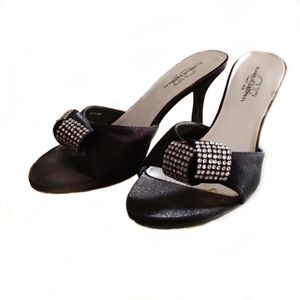 Black Fabric and Sparkle Accent Formal Dress Shoes